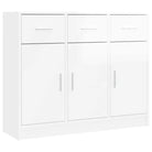 Klassiek dressoir in bewerkt hout met hoogglans wit afwerking - Dressoirs & buffetkasten