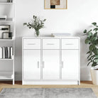 Klassiek dressoir in bewerkt hout met hoogglans wit afwerking - Dressoirs & buffetkasten