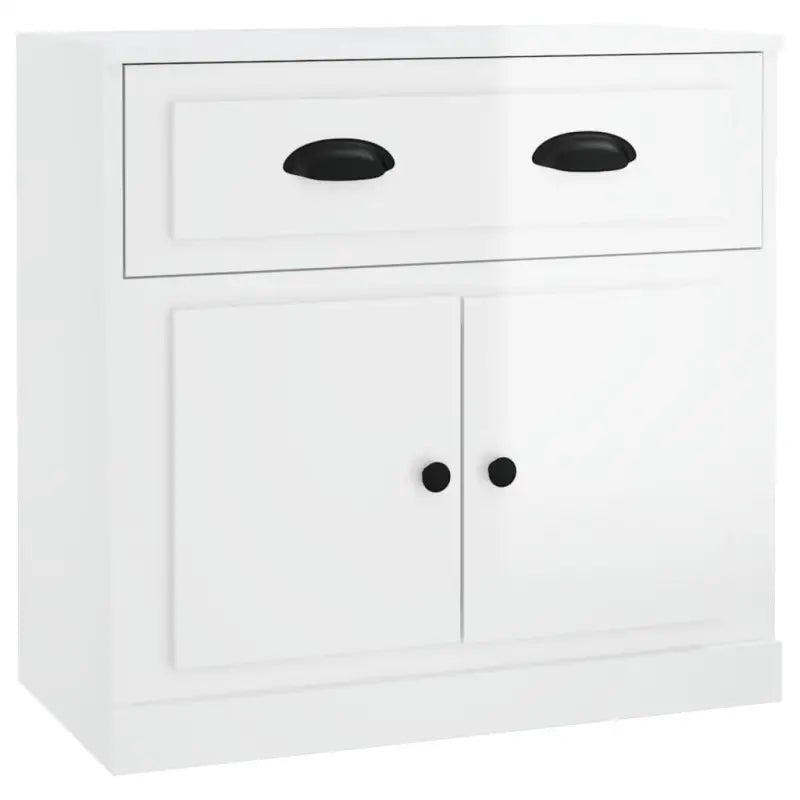 Klassiek dressoir in bewerkt hout met hoogglans wit afwerking - Dressoirs & buffetkasten