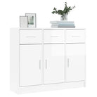 Klassiek dressoir in bewerkt hout met hoogglans wit afwerking - Dressoirs & buffetkasten