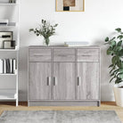 Klassiek dressoir in bewerkt hout met hoogglans wit afwerking - Grijs sonoma / 1 - Dressoirs & buffetkasten