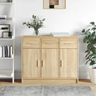 Klassiek dressoir in bewerkt hout met hoogglans wit afwerking - Sonoma eiken / 1 - Dressoirs & buffetkasten