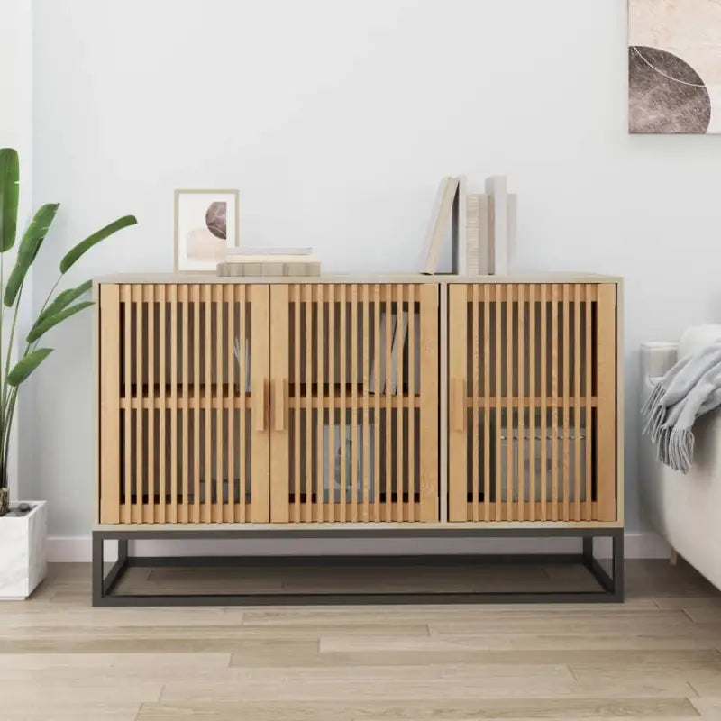 Klassiek dressoir met bewerkt hout en ijzeren poot voor tijdloze stijl - Bruin / 1 - Dressoirs & buffetkasten