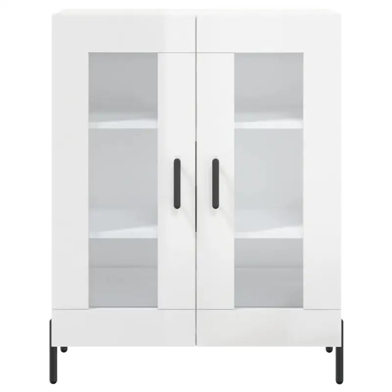 Klassiek dressoir met bewerkt hout en ijzeren poten in hoogglans wit - Dressoirs & buffetkasten