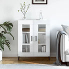 Klassiek dressoir met bewerkt hout en ijzeren poten in hoogglans wit - Dressoirs & buffetkasten