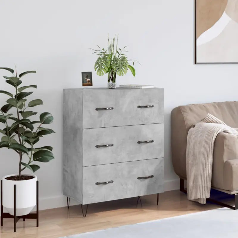 Klassiek dressoir met bewerkt hout en metalen pootjes - Betongrijs / 1 - Dressoirs & buffetkasten