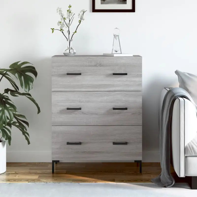Klassiek dressoir met bewerkt hout en metalen pootjes - Grijs sonoma / 1 - Dressoirs & buffetkasten