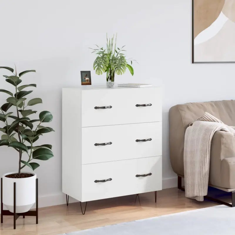 Klassiek dressoir met bewerkt hout en metalen pootjes - Wit / 1 - Dressoirs & buffetkasten