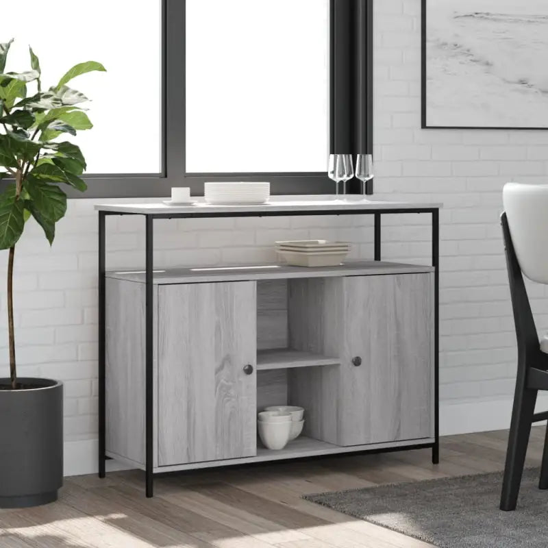 Klassiek dressoir met bewerkt hout en verstelbare poten - Grijs sonoma / 1 - Dressoirs & buffetkasten