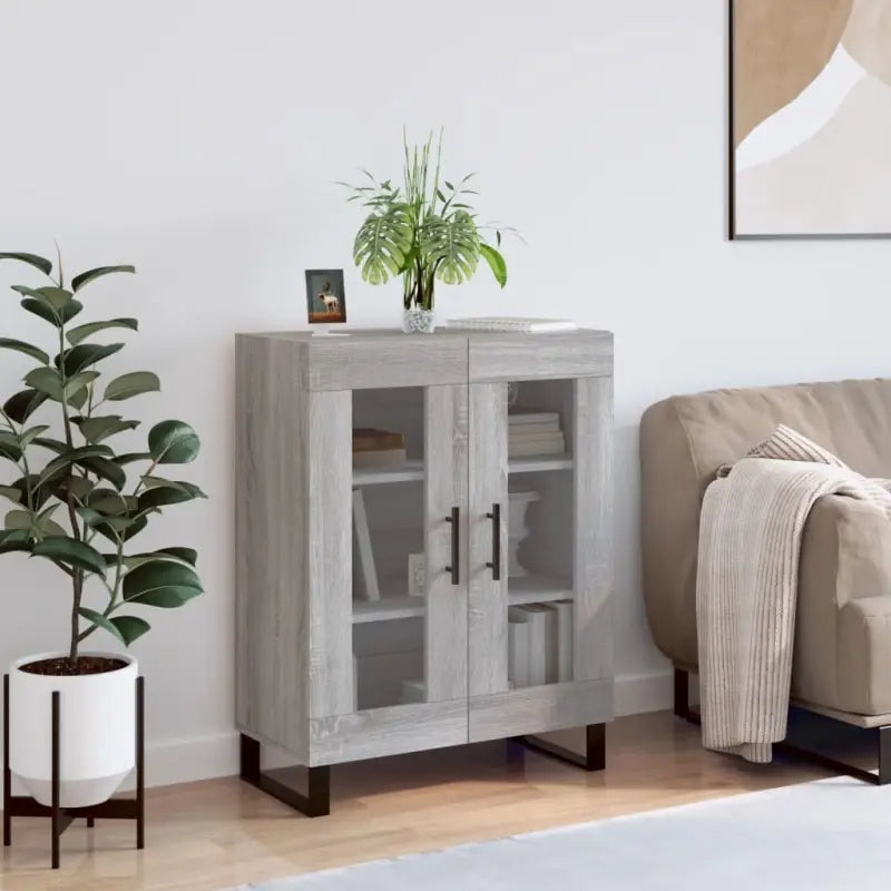 Klassiek dressoir met glas en bewerkt hout voor een tijdloze uitstraling - Grijs sonoma / 1 - Dressoirs & buffetkasten