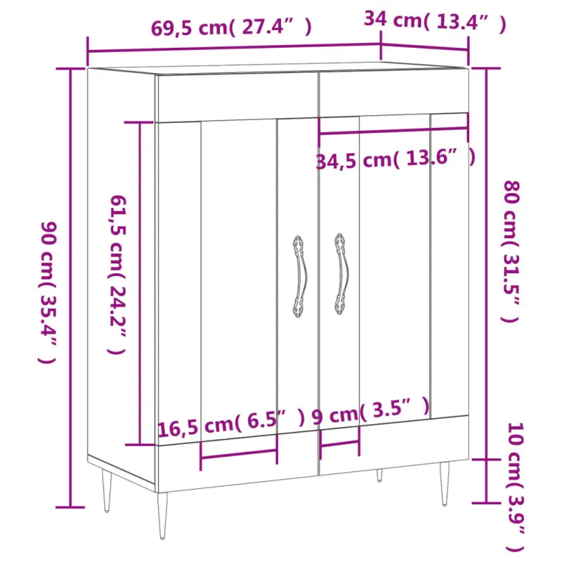 Klassiek Dressoir met Glas in Bewerkt Hout Grijs Sonoma Conducto - Dressoirs & buffetkasten