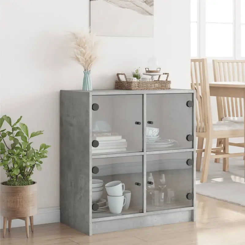 Klassiek dressoir met glazen deuren en duurzame bewerkte houtlook - Dressoirs & buffetkasten