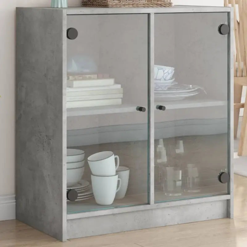 Klassiek dressoir met glazen deuren van duurzaam bewerkt hout - Betongrijs / 1 - Dressoirs & buffetkasten