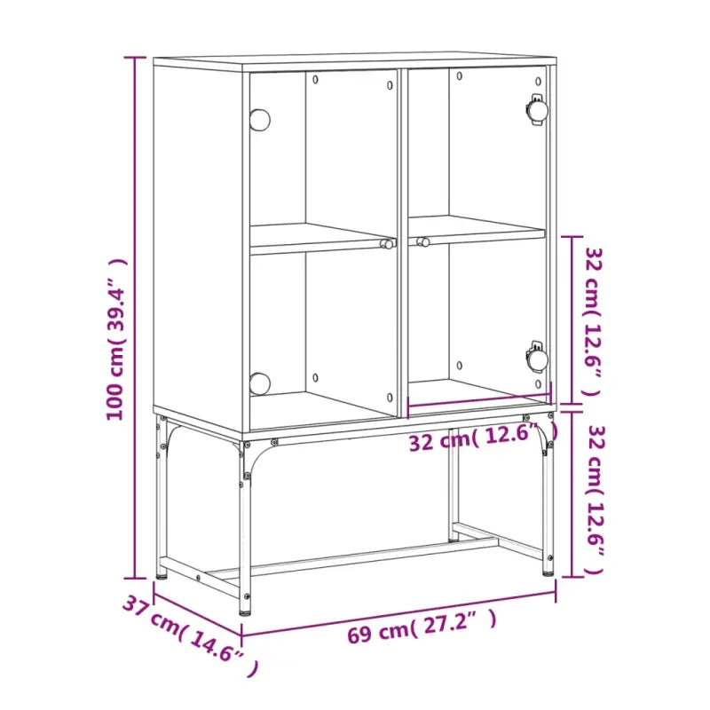 Klassiek dressoir met glazen deuren van duurzaam bewerkte hout - Dressoirs & buffetkasten