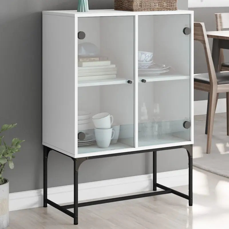 Klassiek dressoir met glazen deuren van duurzaam bewerkte hout - Wit / 1 - Dressoirs & buffetkasten