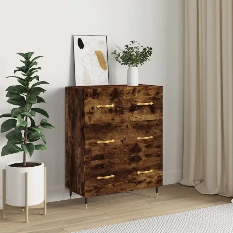 Klassiek dressoir met metalen pootjes in grijs Sonoma van bewerkt hout - Gerookt eiken / 1 - Dressoirs & buffetkasten