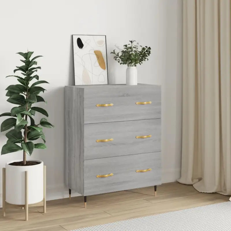 Klassiek dressoir met metalen pootjes in grijs Sonoma van bewerkt hout - Dressoirs & buffetkasten