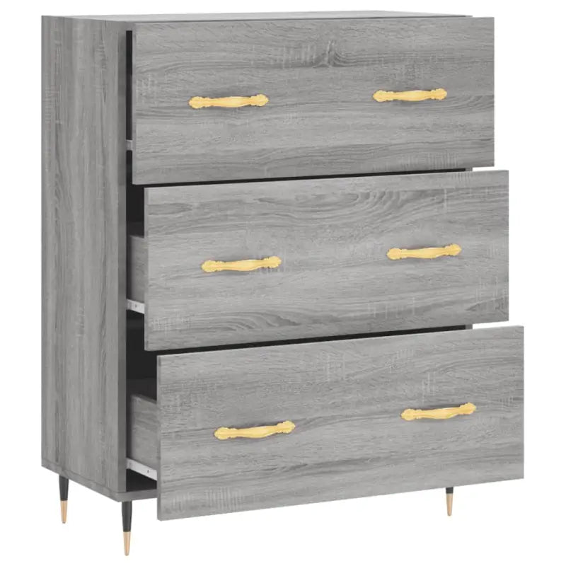 Klassiek dressoir met metalen pootjes in grijs Sonoma van bewerkt hout - Dressoirs & buffetkasten