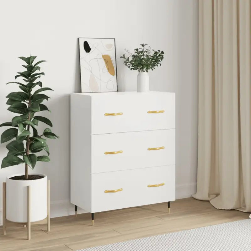 Klassiek dressoir met metalen pootjes in grijs Sonoma van bewerkt hout - Wit / 1 - Dressoirs & buffetkasten