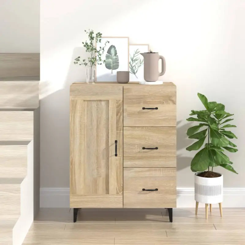 Klassiek dressoir van bewerkt hout met elegante uitstraling - Sonoma eiken / 1 - Dressoirs & buffetkasten