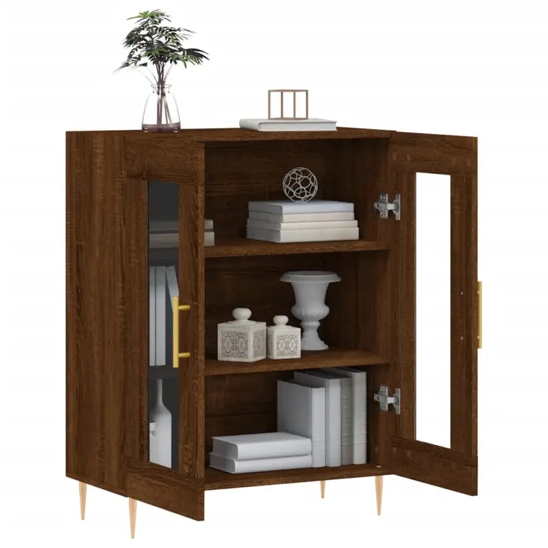 Klassiek dressoir van bewerkt hout met glazen details - Dressoirs & buffetkasten