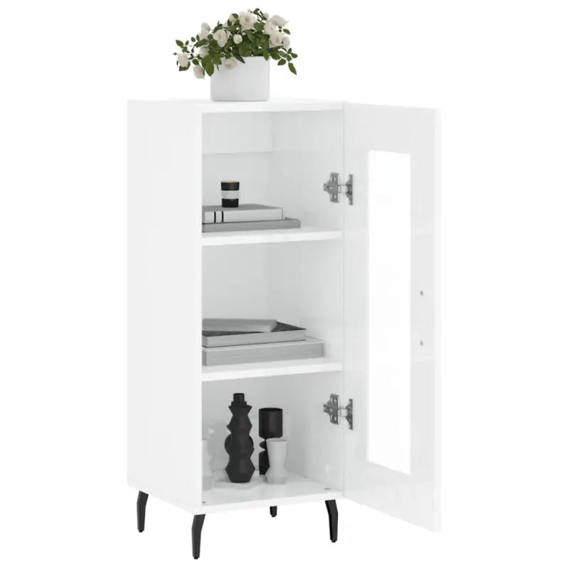 Klassiek dressoir van bewerkt hout met hoogglans wit afwerking - Dressoirs & buffetkasten