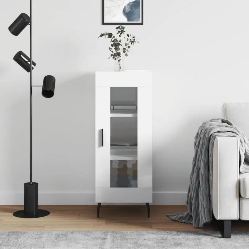 Klassiek dressoir van bewerkt hout met hoogglans wit afwerking - Dressoirs & buffetkasten