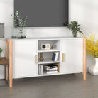 Klassiek dressoir van bewerkt hout met houten poot voor stijl en duurzaamheid - Wit / 1 - Dressoirs & buffetkasten