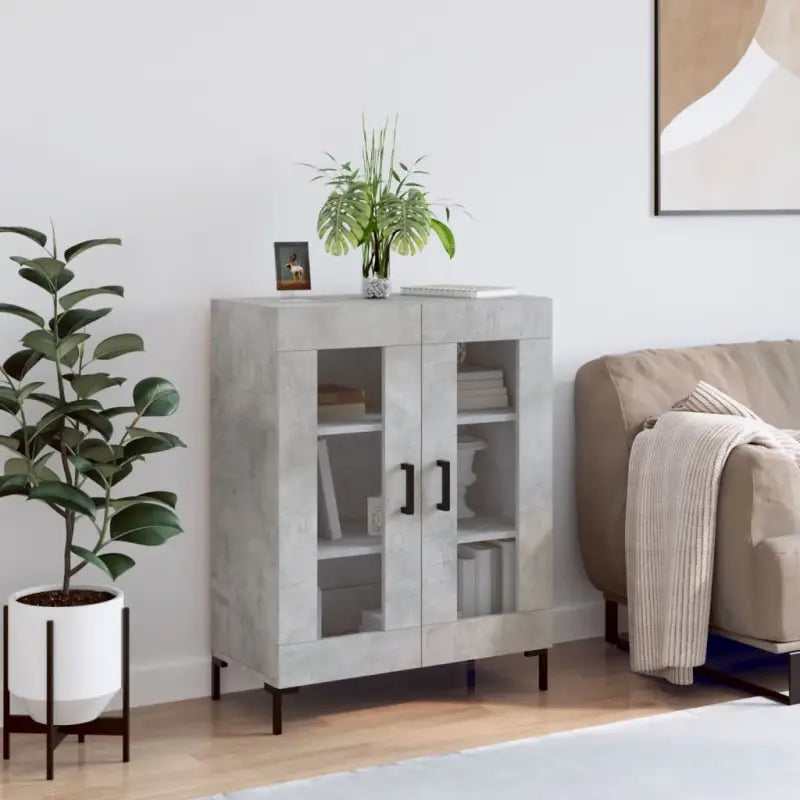 Klassiek dressoir van bewerkt hout met ijzeren poten - Betongrijs / 1 - Dressoirs & buffetkasten
