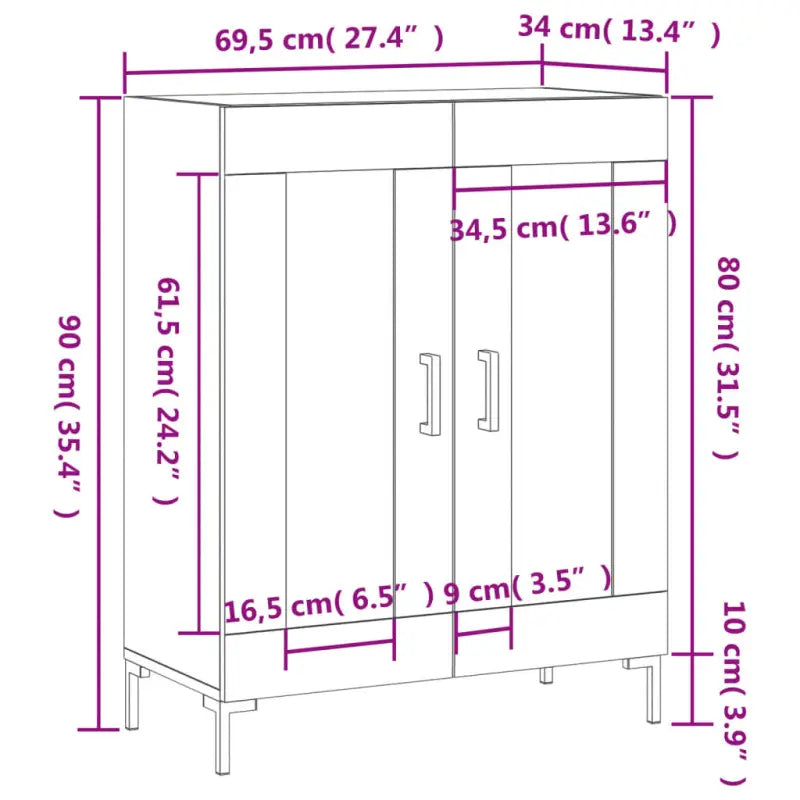 Klassiek dressoir van bewerkt hout met ijzeren poten - Dressoirs & buffetkasten
