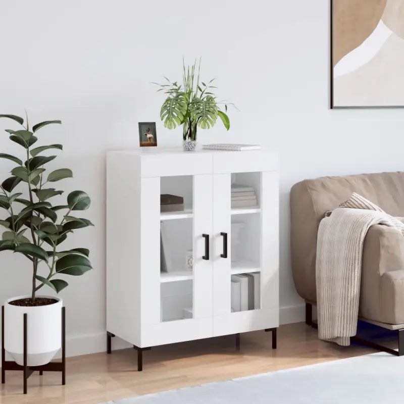 Klassiek dressoir van bewerkt hout met ijzeren poten - Wit / 1 - Dressoirs & buffetkasten