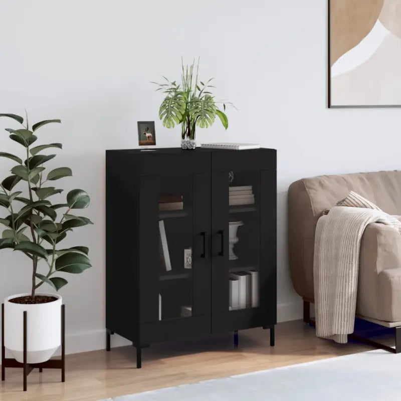 Klassiek dressoir van bewerkt hout met ijzeren poten - Zwart / 1 - Dressoirs & buffetkasten