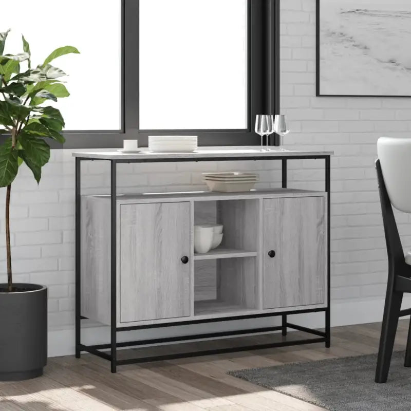 Klassiek dressoir van bewerkt hout met stevig blad en verstelbare poten - Grijs sonoma / 1 - Dressoirs & buffetkasten