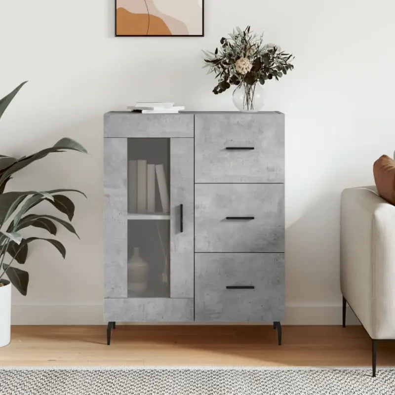 Klassiek dressoir van bewerkt hout met tijdloze uitstraling - Betongrijs / 1 - Dressoirs & buffetkasten