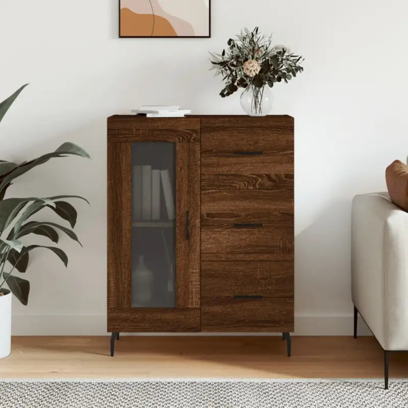 Klassiek dressoir van bewerkt hout met tijdloze uitstraling - bruin eikenkleur / 1 - Dressoirs & buffetkasten