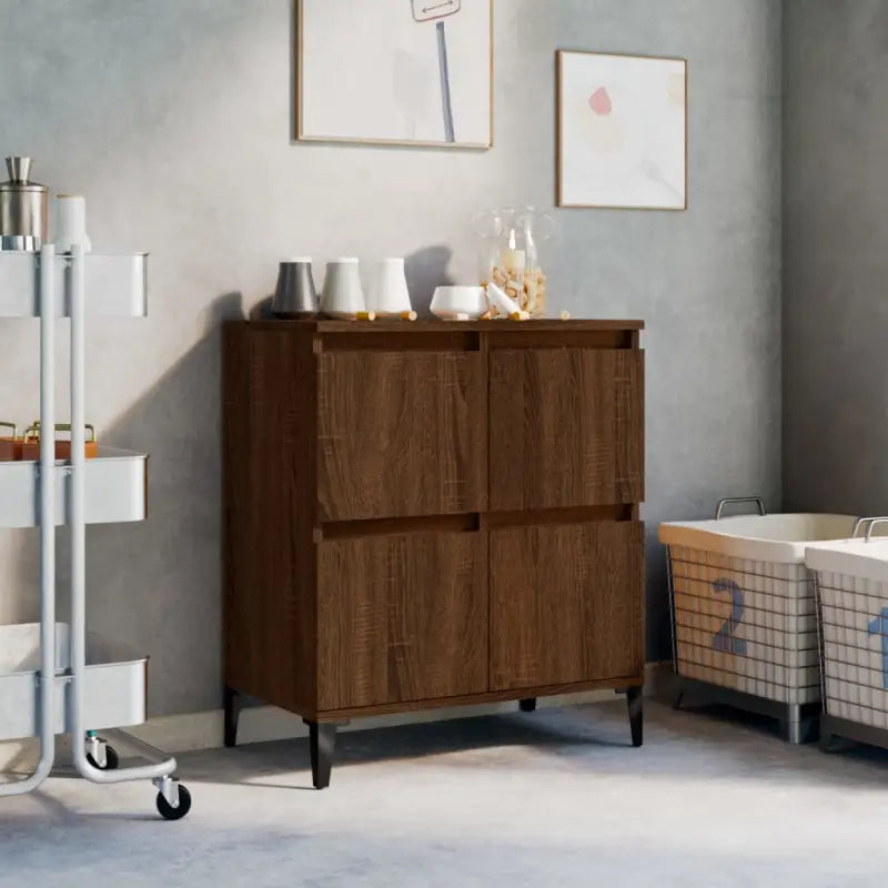 Klassiek dressoir van bewerkt hout met tijdloze uitstraling - bruin eikenkleur / 1 - Dressoirs & buffetkasten