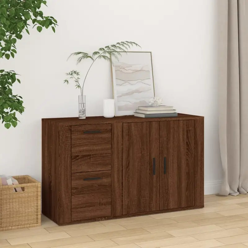 Klassiek dressoir van bewerkt hout met tijdloze uitstraling - bruin eikenkleur / 1 - Dressoirs & buffetkasten