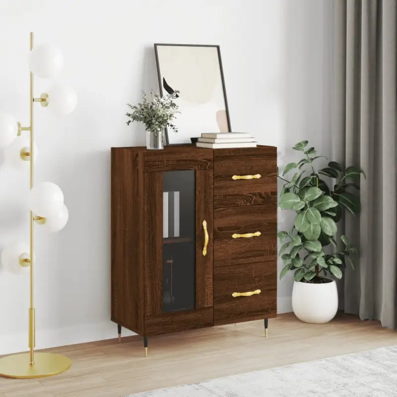 Klassiek dressoir van bewerkt hout met tijdloze uitstraling - bruin eikenkleur / 1 - Dressoirs & buffetkasten