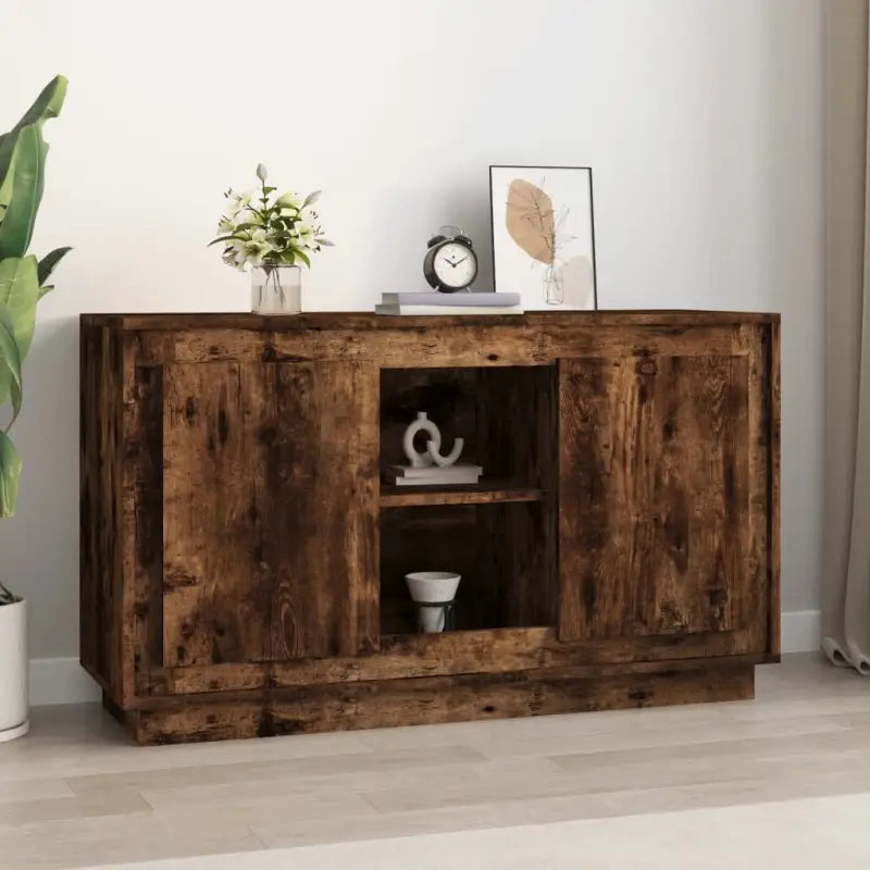 Klassiek dressoir van bewerkt hout met tijdloze uitstraling - Gerookt eiken / 1 - Dressoirs & buffetkasten