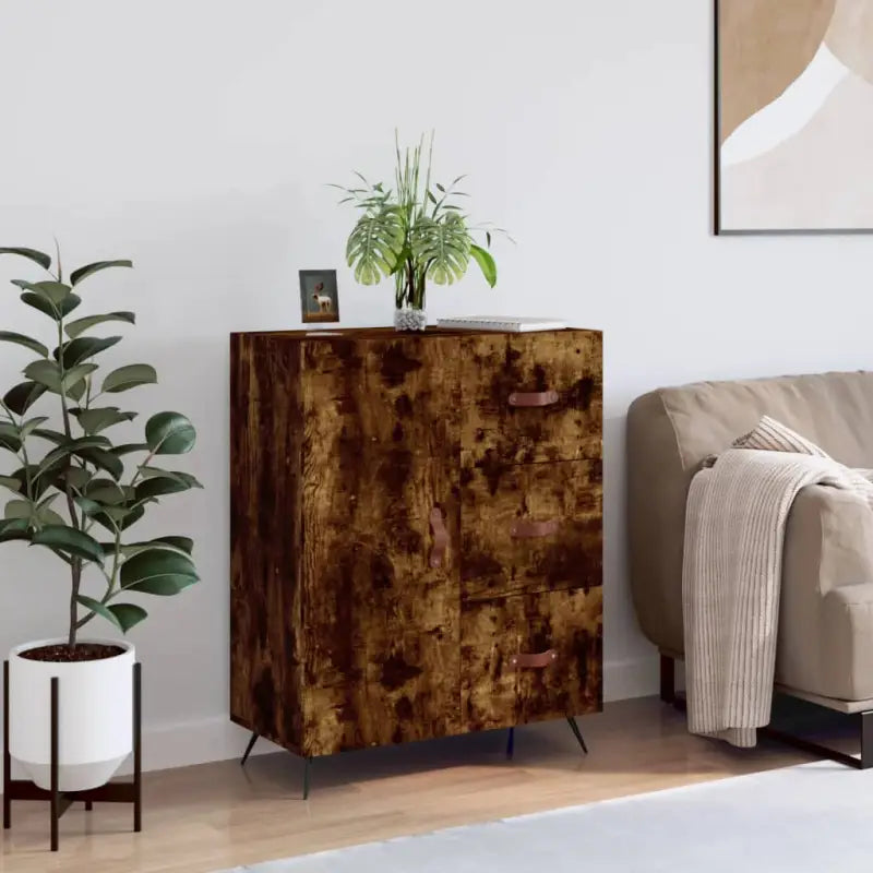 Klassiek dressoir van bewerkt hout met tijdloze uitstraling - Gerookt eiken / 1 - Dressoirs & buffetkasten