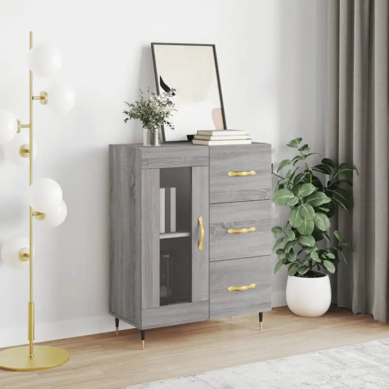 Klassiek dressoir van bewerkt hout met tijdloze uitstraling - Grijs sonoma / 1 - Dressoirs & buffetkasten