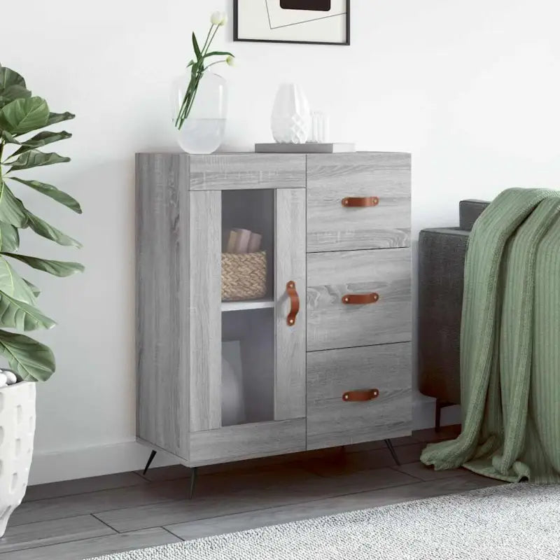 Klassiek dressoir van bewerkt hout met tijdloze uitstraling - Grijs sonoma / 1 - Dressoirs & buffetkasten