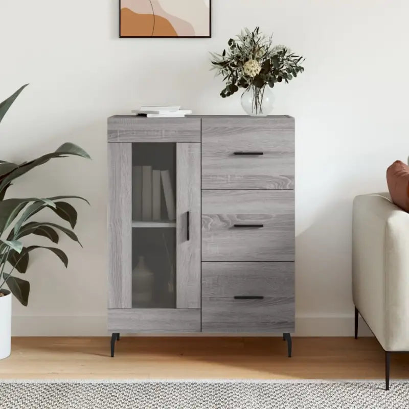 Klassiek dressoir van bewerkt hout met tijdloze uitstraling - Grijs sonoma / 1 - Dressoirs & buffetkasten