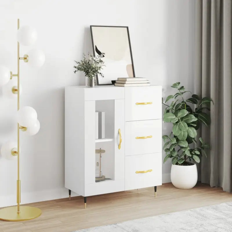 Klassiek dressoir van bewerkt hout met tijdloze uitstraling - Hoogglans wit / 1 - Dressoirs & buffetkasten
