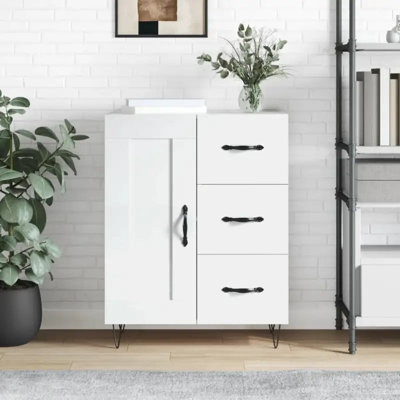 Klassiek dressoir van bewerkt hout met tijdloze uitstraling - Hoogglans wit / 1 - Dressoirs & buffetkasten