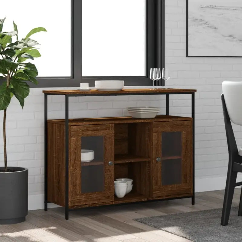 Klassiek dressoir van bewerkt hout met verstelbare poten - bruin eikenkleur / 1 - Dressoirs & buffetkasten