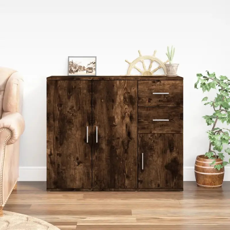 Klassiek dressoir van hoogwaardig bewerkt hout voor een tijdloze uitstraling - Gerookt eiken / 1 - Dressoirs &
