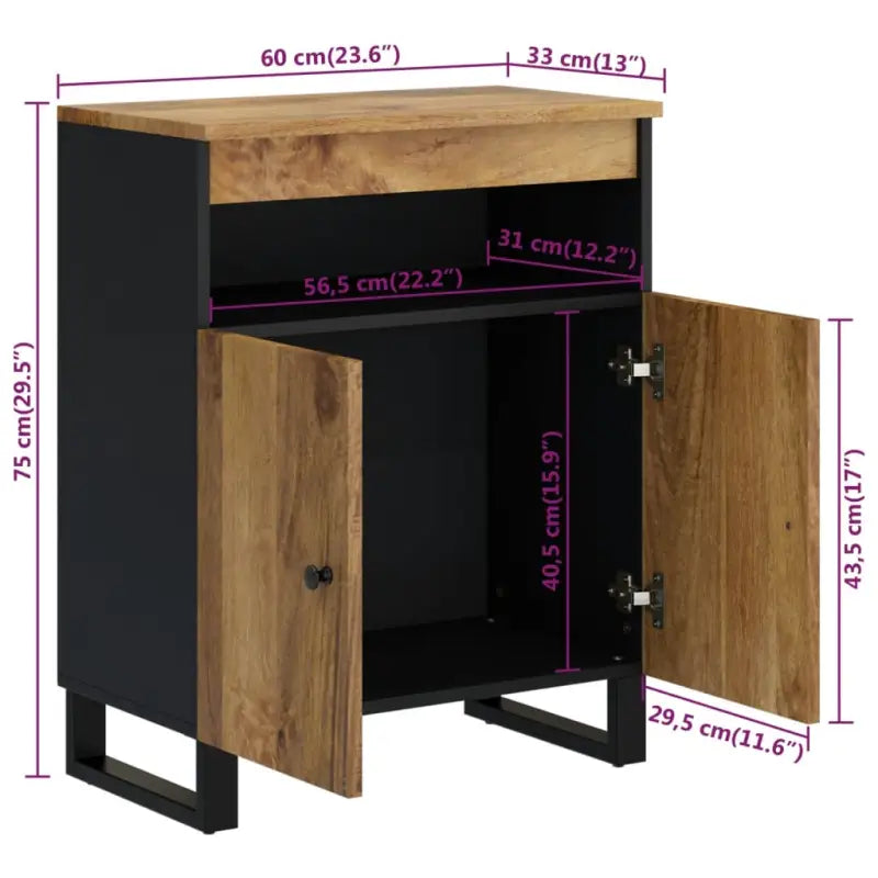 Klassiek dressoir van massief mangohout met ijzeren poten - Dressoirs & buffetkasten