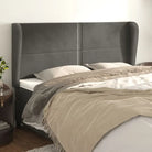 Klassiek fluweel hoofdbord met trendy ontwerp inclusief levering bevat - Donkergrijs / 183 x 23 x 118/128 cm / 1