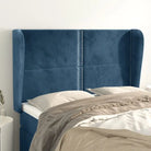 Klassiek fluweel hoofdbord met trendy ontwerp inclusief levering bevat - Donkerblauw / 147 x 23 x 118/128 cm / 1
